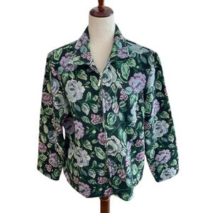 VINTAGE DRESSBARN FLORAL TAPESTRY GRANDMA CHORE JACKET